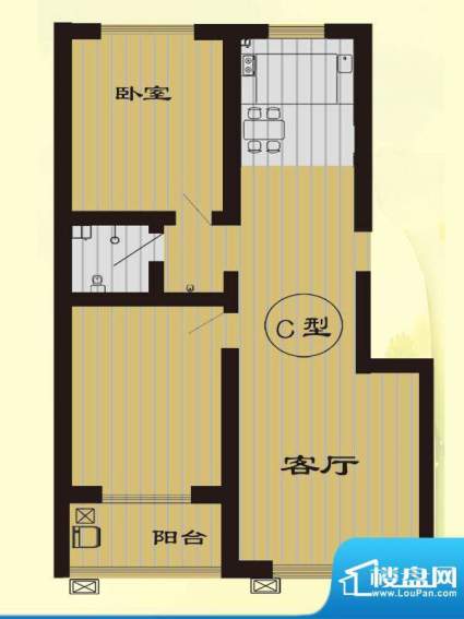 树林新村户型图C户型 2室2厅1卫面积:98.65平米