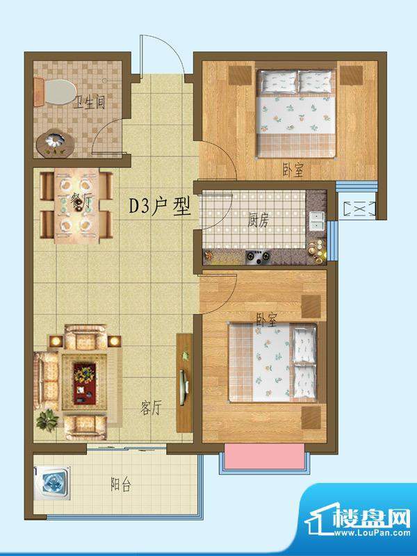 锦融尚御户型图23#一单元D3户型面积:88.58平米