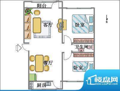 西部枫景傲城 2室 户型图面积:102.00平米