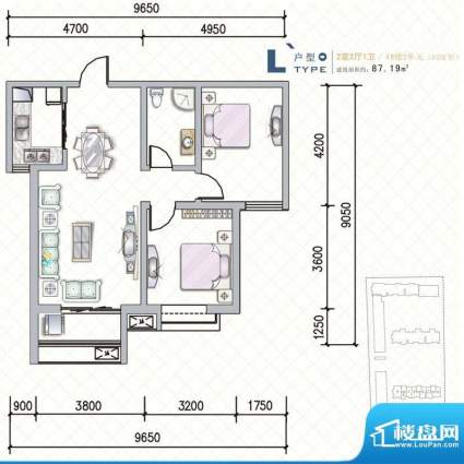 天水丽城户型图4号楼 L户型2面积:87.19平米