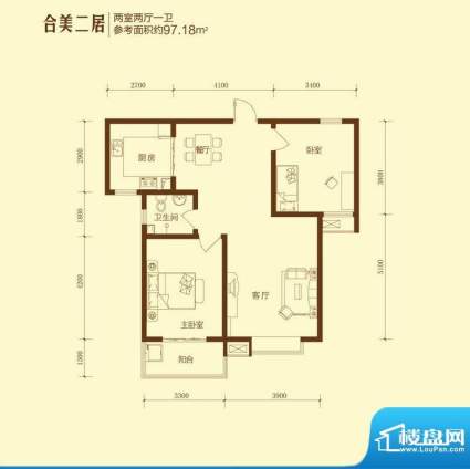 和合美家户型图合美二居2室2面积:97.18平米