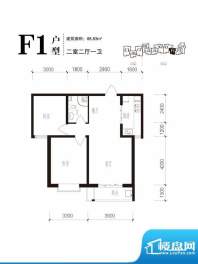 珠峰国际花园三期户型图26#F1户面积:88.83平米