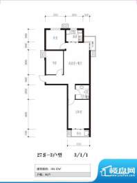 珠峰国际花园三期户型图27号楼面积:104.87平米