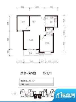 珠峰国际花园三期户型图27号楼面积:96.43平米