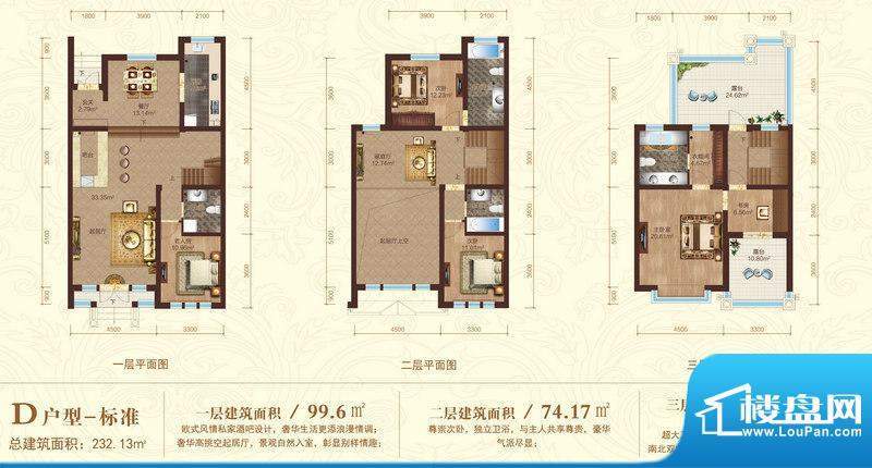 奥克兰风情小镇户型图D户型 5室面积:223.13平米