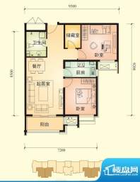 中景盛世长安户型图13号楼B3户面积:93.00平米