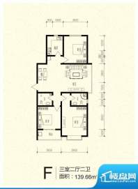 芝兰明仕二期户型图户型-F 3室面积:139.66平米