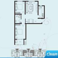 北部时光户型图D4 两室两厅一卫面积:92.13平米