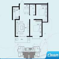 北部时光户型图B2 两室两厅一卫面积:85.42平米