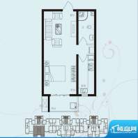 北部时光户型图D2 一室一厅一卫面积:59.12平米