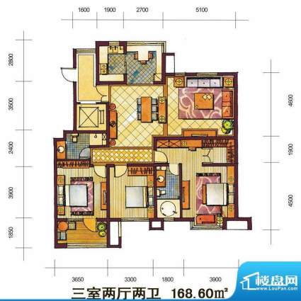 远见户型图N户型 3室2厅2卫1厨面积:168.60平米