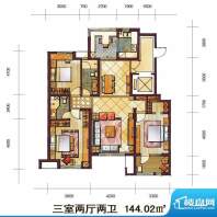 远见户型图P户型 3室2厅2卫1厨面积:144.02平米