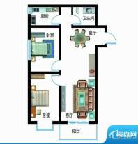 翰林雅筑户型图6号楼B户型 2室面积:94.12平米