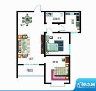 翰林雅筑户型图7号楼B户型 2室面积:97.44平米