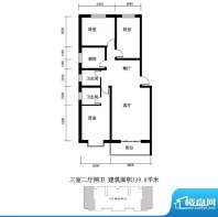 翰林雅筑户型图2号楼标准层 3室面积:139.80平米