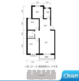 翰林雅筑户型图10号楼标准层 3面积:121.79平米