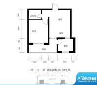 翰林雅筑户型图11号楼顶层 C户面积:68.88平米