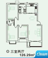 南豆新村户型图3-2-126.29 3室面积:126.29平米
