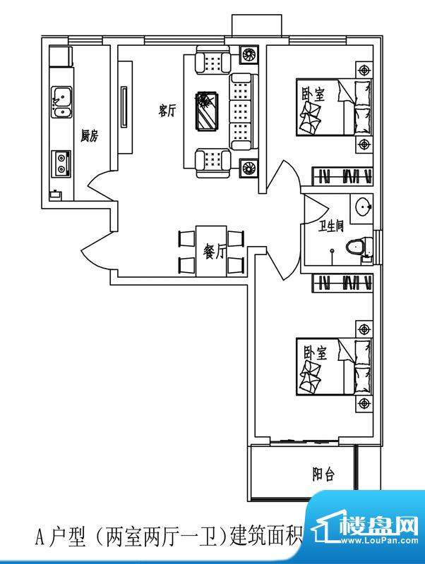 石门福地户型图5号楼A户型（售面积:89.01平米