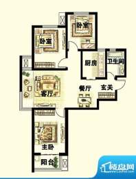 岳泰明珠户型图A户型 3室2厅1卫面积:112.73平米