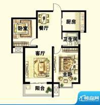 岳泰明珠户型图B户型 2室2厅1卫面积:92.32平米