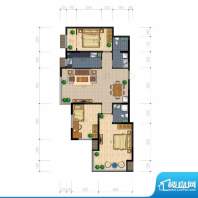 熙园户型图B座F户型 3室2厅2卫面积:129.74平米