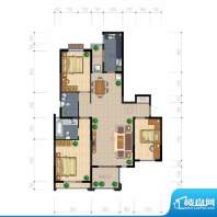 熙园户型图B座C户型 3室2厅2卫面积:139.91平米