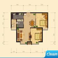 熙园户型图B座D户型90.91㎡ 2室面积:90.91平米