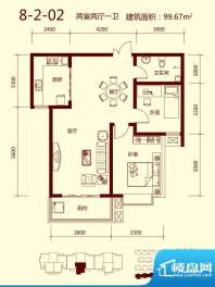 天滋嘉鲤户型图一期8号楼02单元面积:99.67平米