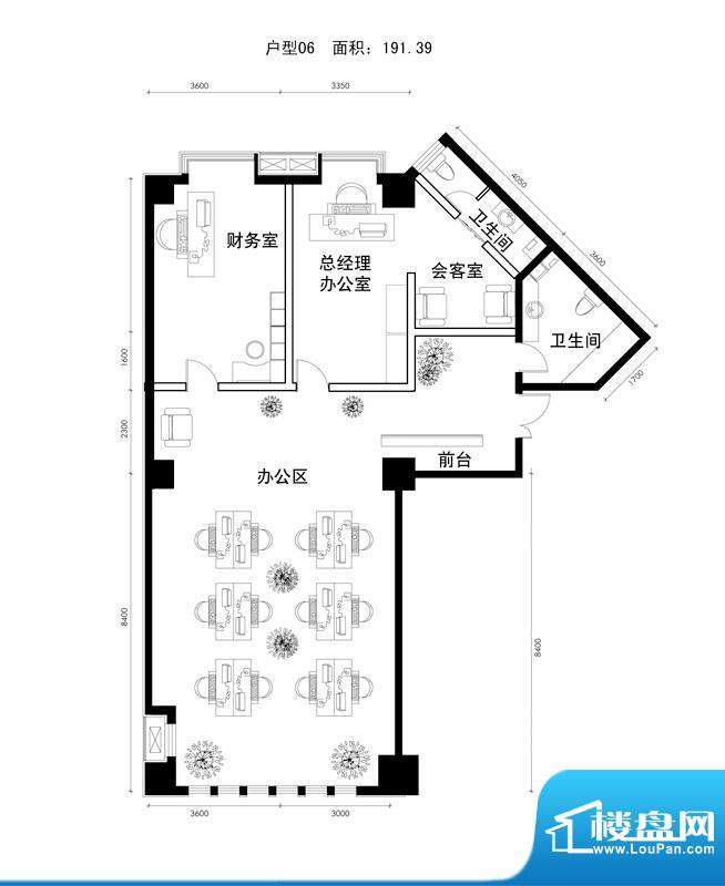 中天世都户型图a区6户公寓办公面积:197.66平米