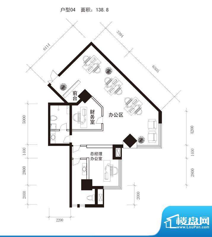 中天世都户型图a区6户公寓办公面积:139.56平米