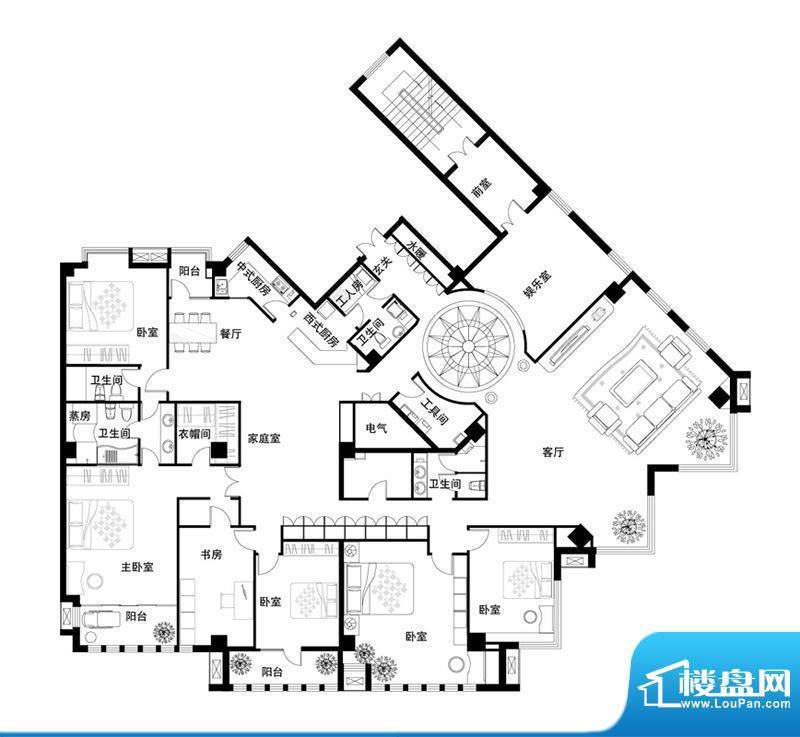 中天世都户型图楼王瓷器公馆平面积:565.43平米