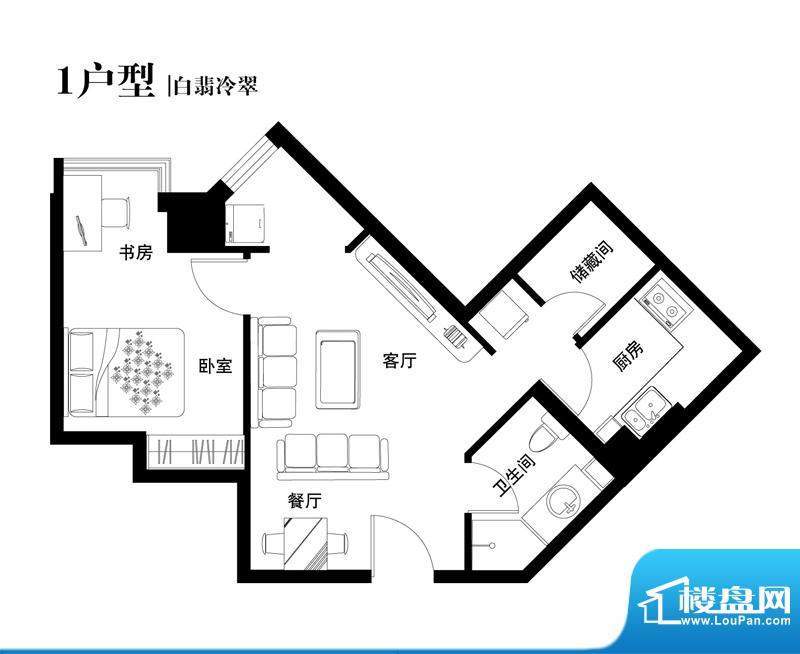 中天世都户型图01户型 1室2厅1面积:63.64平米