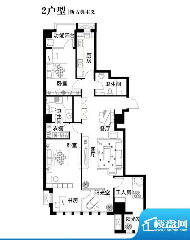 中天世都户型图02户型 4室2厅2面积:153.47平米