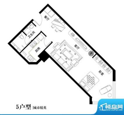 中天世都户型图05户型 1室1厅1面积:68.46平米