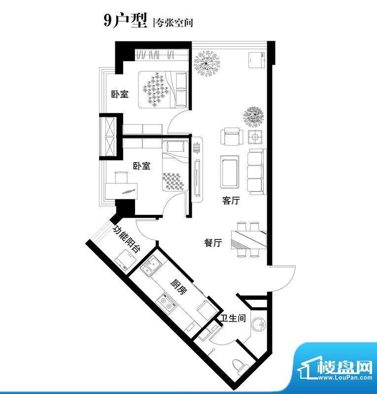 中天世都户型图09户型 2室2厅1面积:85.85平米