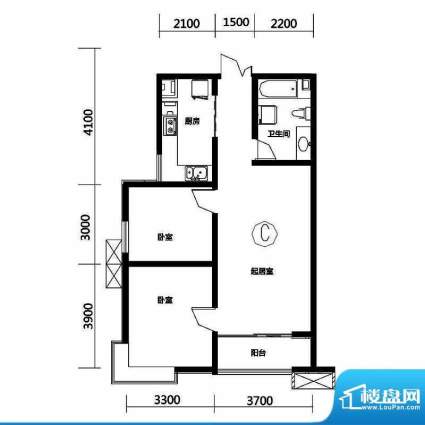 上洋国际户型图C户型 2室2厅1卫面积:89.42平米