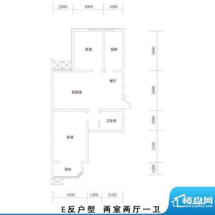 上洋国际户型图E反户型 2室2厅面积:92.37平米