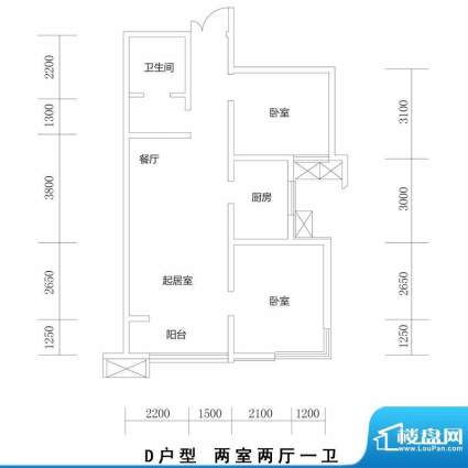上洋国际户型图D户型 2室2厅1卫面积:89.49平米