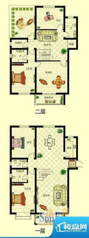 环岛豪庭户型图603户型 5室3厅面积:254.00平米