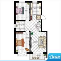 环岛豪庭户型图A1 2室2厅1卫1厨面积:94.46平米