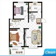 环岛豪庭户型图A 2室2厅1卫1厨面积:86.64平米