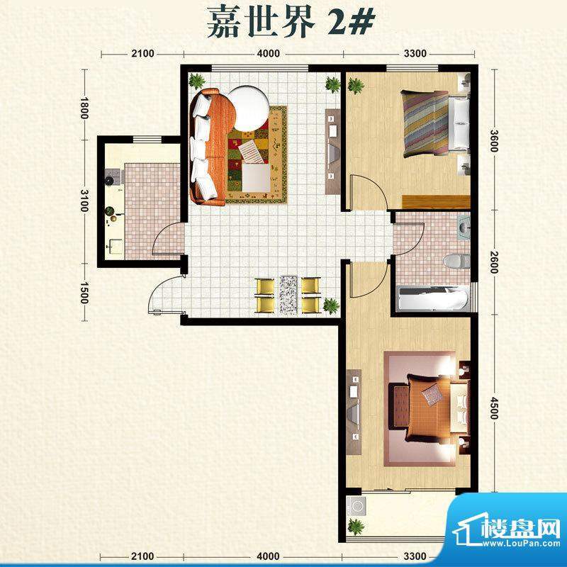 嘉和城户型图2号楼户型 2室1厅面积:96.05平米