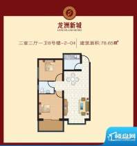 龙洲新城户型图8号楼-2-04 2室面积:78.65平米