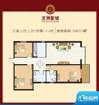 龙洲新城户型图1号楼-1-05户型面积:139.01平米