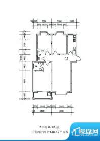 铜城丽都户型图2#（8-26层户型面积:140.38平米