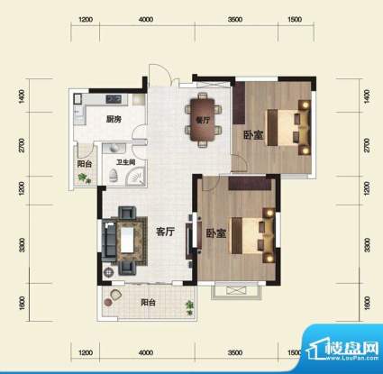 随州香山怡景E-1户型面积:94.08m平米