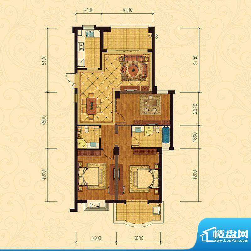 巴黎都市9号楼3室2厅面积:121.00m平米