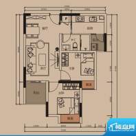 中珠上郡户型图8栋B户型 2室2厅面积:62.00平米