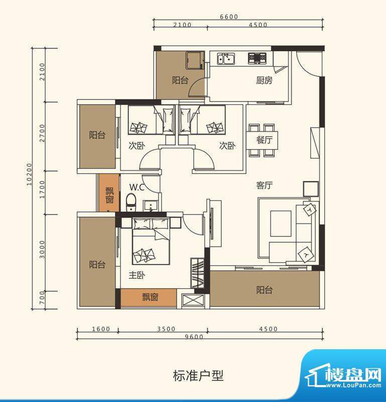 中珠上郡户型图5栋、6栋、7栋0面积:91.50平米
